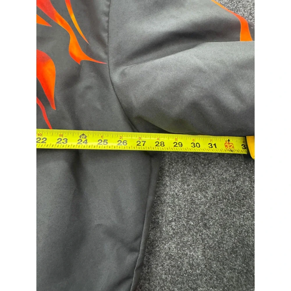 Swingster Mac Tools Racing Jacket Flame Checkered Flag Bomber Black Orange Mens